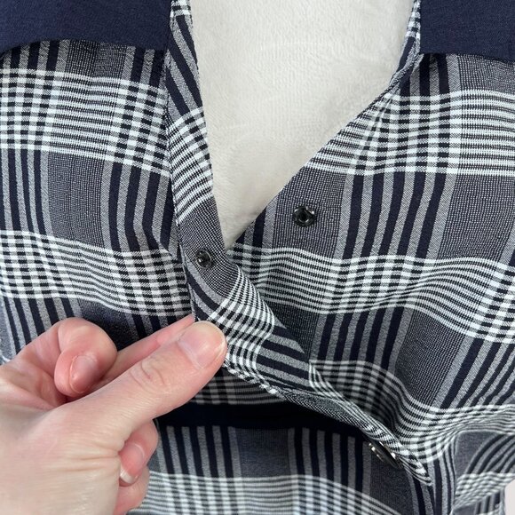 Vintage Sag Harbor Double Breasted Plaid Short Sleeve Blouse Size 16 Petite - Picture 9 of 10